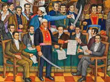 Pintura que representa el Congreso Anáhuac.