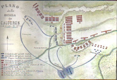 Plano de la Batalla del Puente de Calderón.