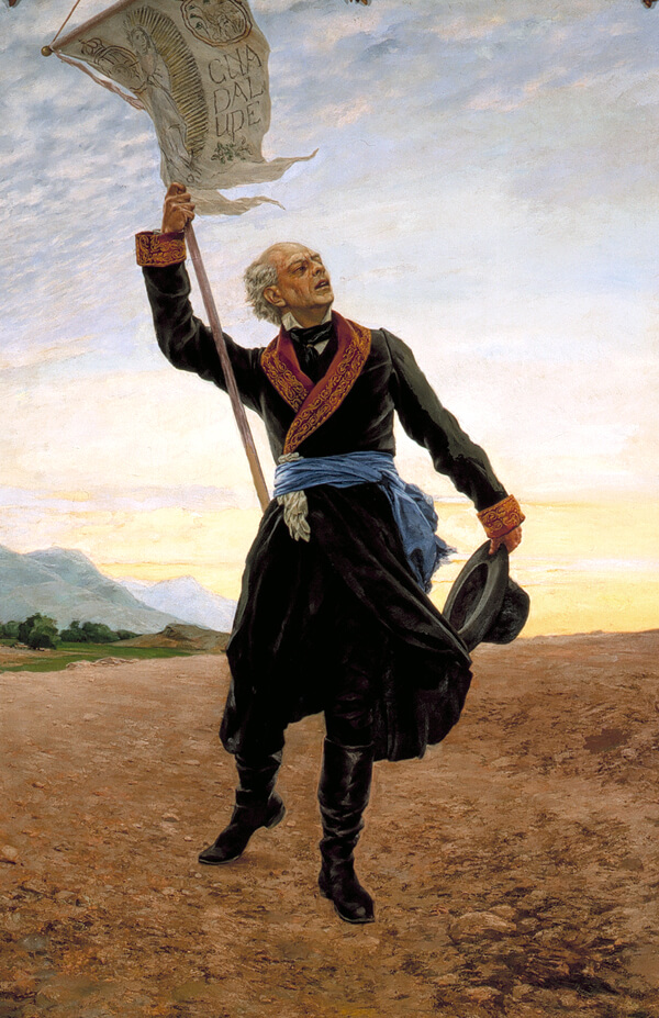 Retrato de Hidalgo con el estandarte.