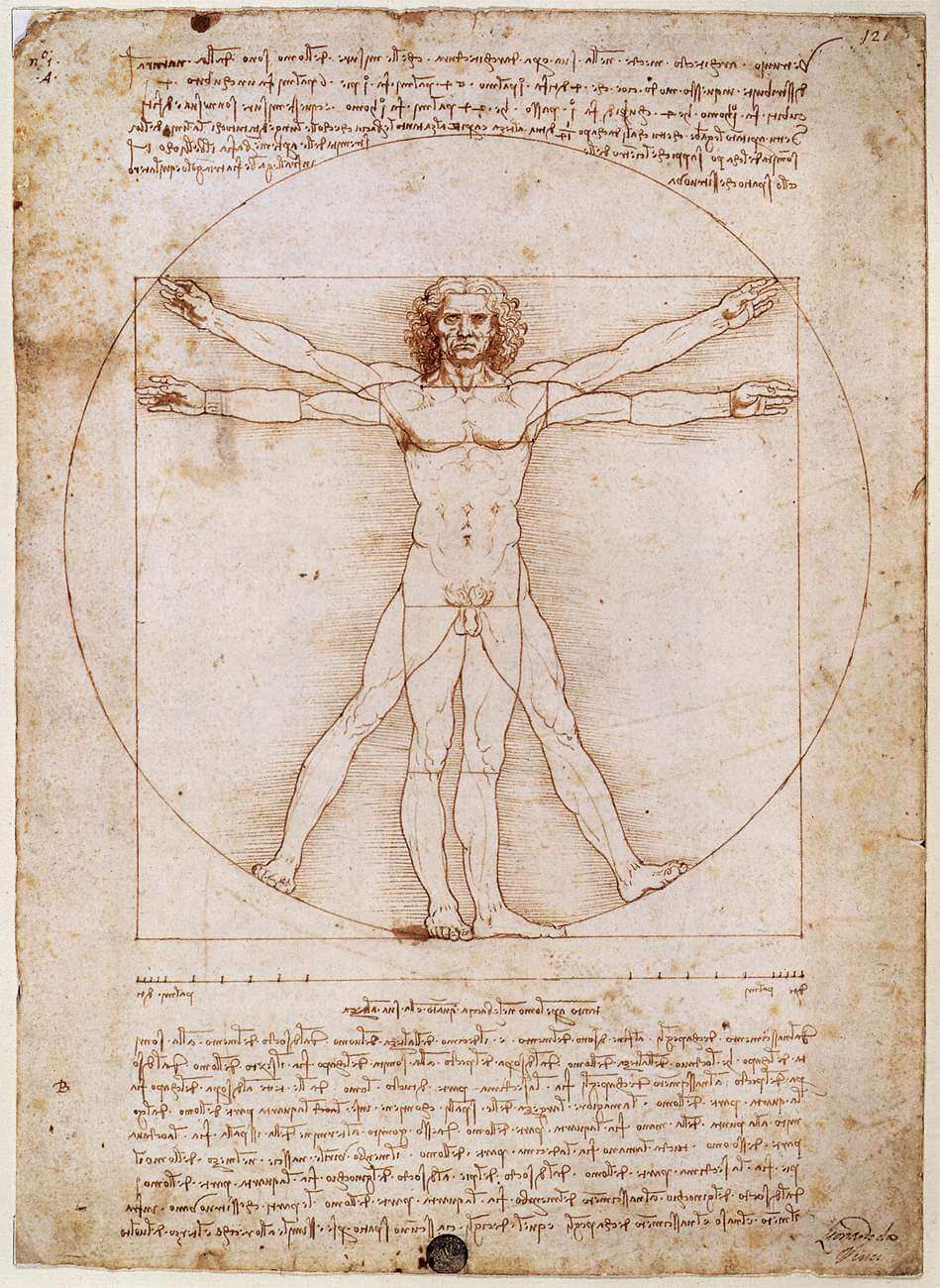 Hombre de Vitruvio, dibujo de Leonardo da Vinci.
