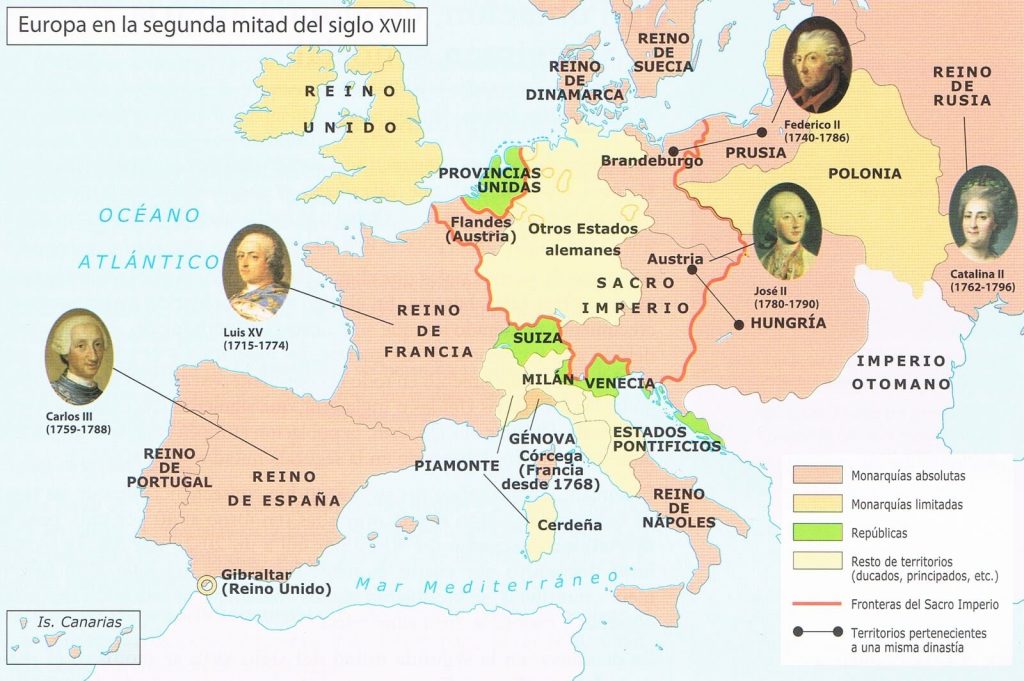 Monarquías europeas en la segunda mitad del siglo XVIII.