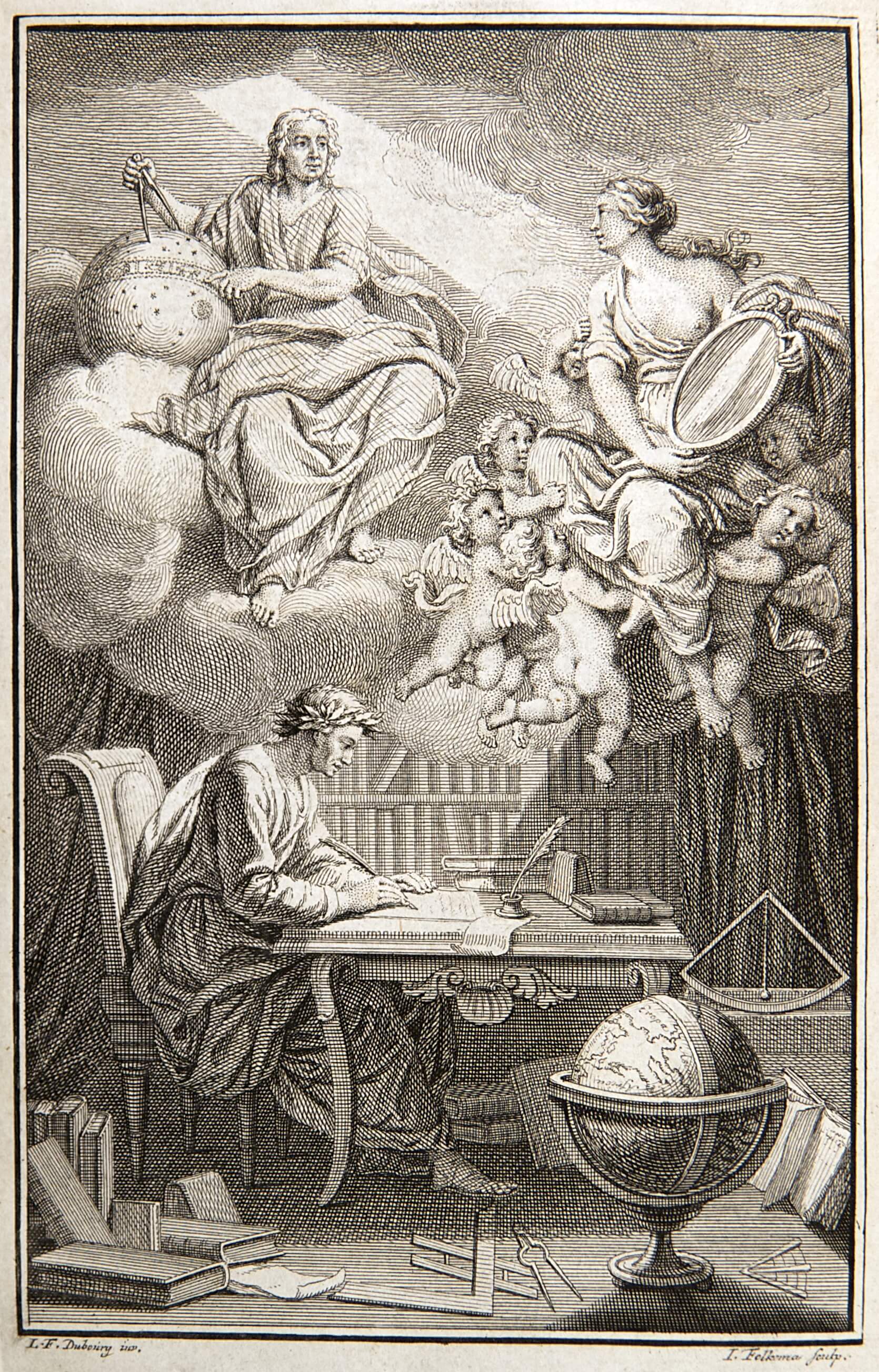 Portada de "Elementos de la filosofía" de Newton, año 1738.