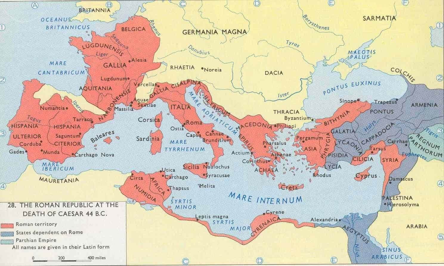 Mapa de Expansión de la República de Roma.