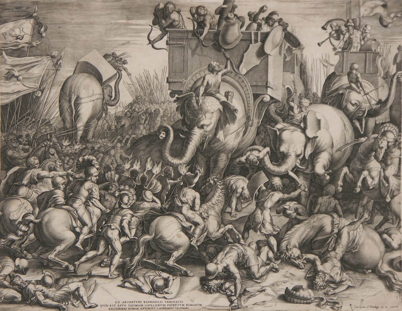 Batalla de Zama según un grabado de Cornelis Cort , año 1567.