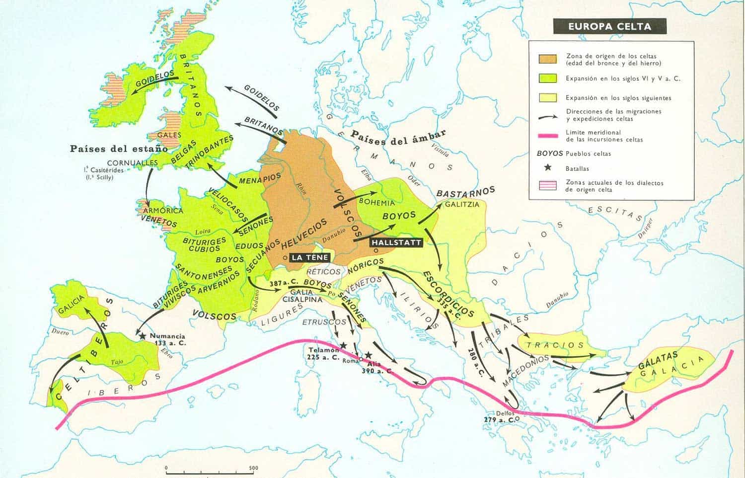 Mapa del Imperio Celta en la Edad de Hierro.