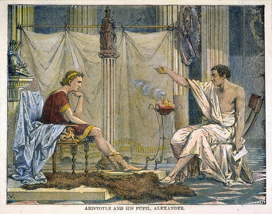 Alejandro Magno y Aristóteles.