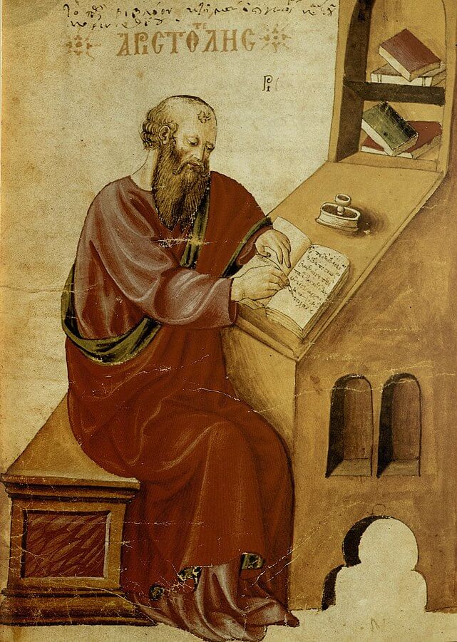 Aristóteles según un manuscrito de su Historia naturalis de 1457.