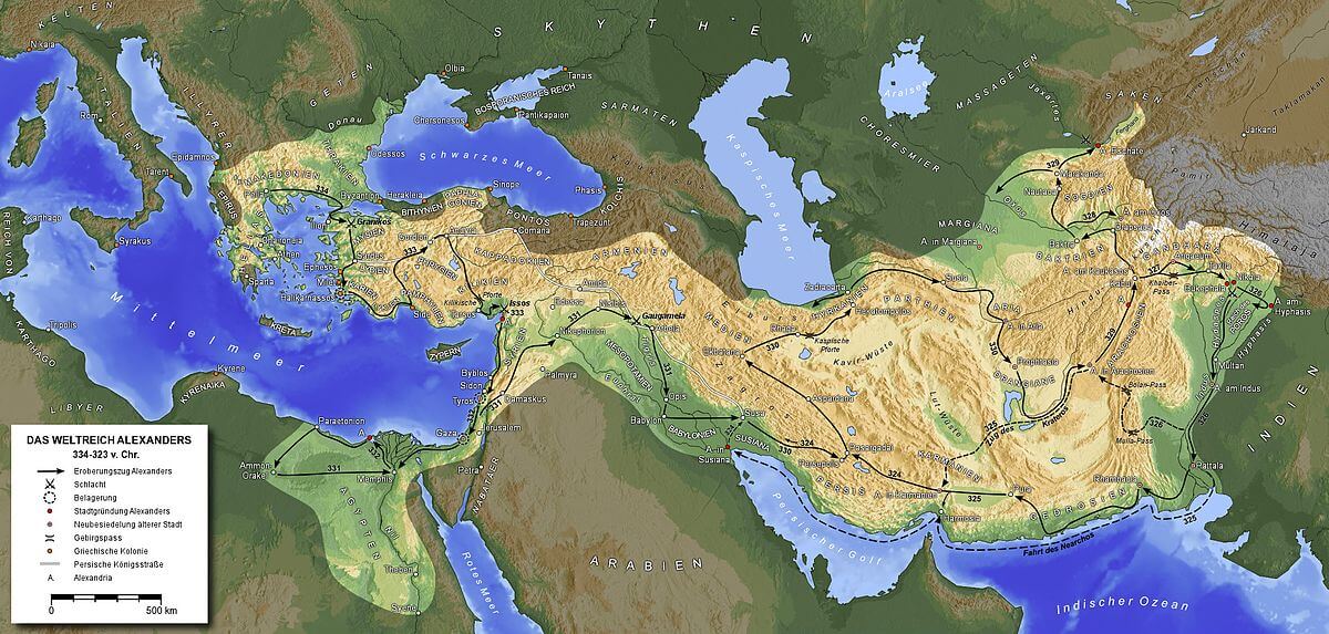 El mundo helenístico a la muerte de Alejandro Magno.