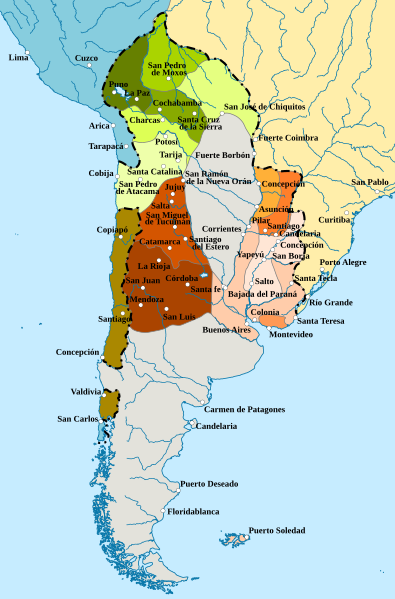 Mapa del Virreinato del Río de La Plata.