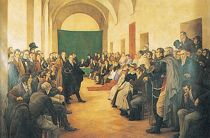 Cabildo abierto (22 de mayo de 1810). Óleo realizado por Pedro Subercaseaux
