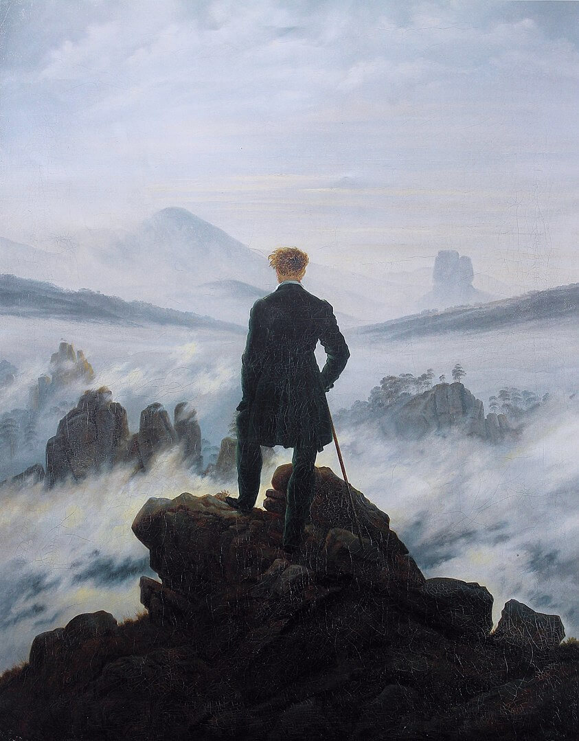 El caminante sobre el mar de nubes (1818), de Caspar David Friedrich.