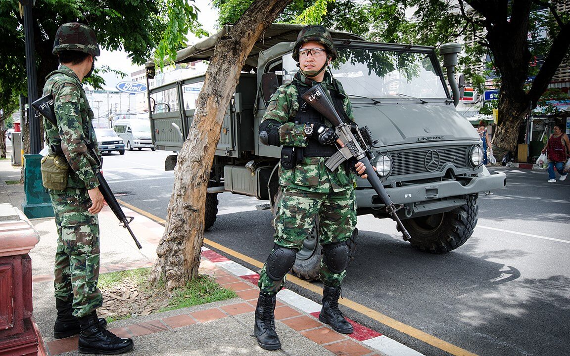 Militares en Chiang Mai, 2014.