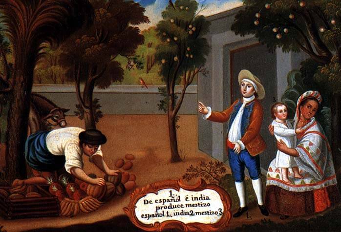 representación de mestizos en una pintura de castas