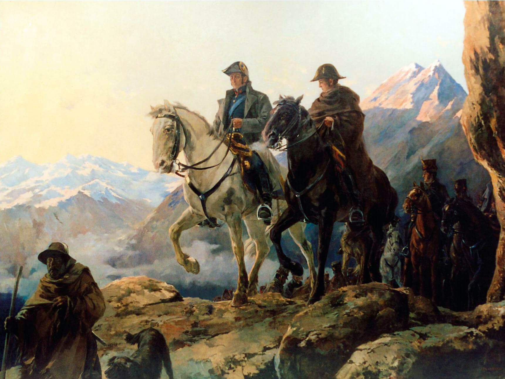 José de San Martín y Bernardo O'Higgins cruzan los Andes.