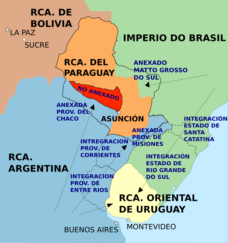 Fronteras del Paraguay después de la guerra.