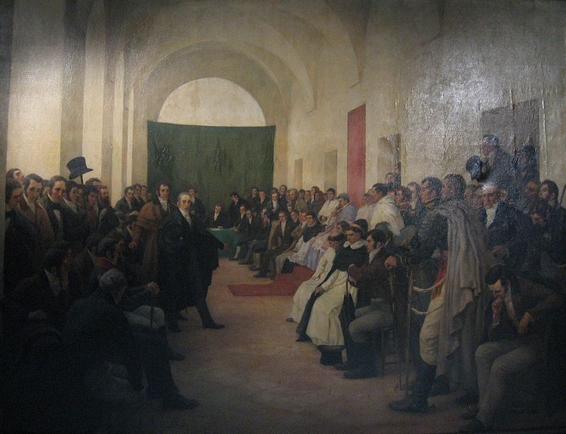 "Cabildo abierto del 22 de mayo de 1810". Cuadro realizado por Pedro Subercaseaux