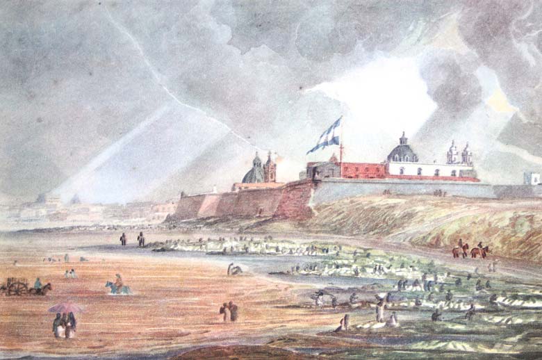El Fuerte y la playa baja, su primera acuarela (1816).