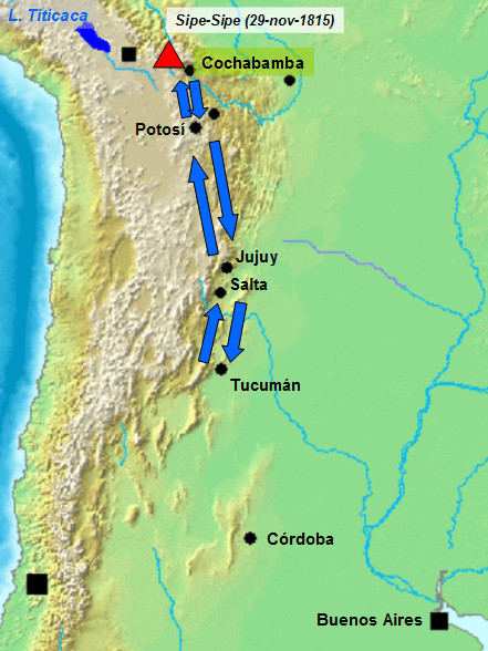 Tercera campaña auxiliadora al Alto Perú. Extraído de Wikipedia.
