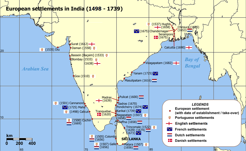 Asentamientos europeos en India