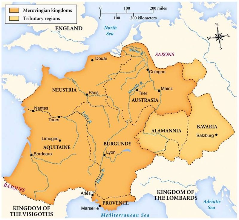 Mapa de los Merovingios